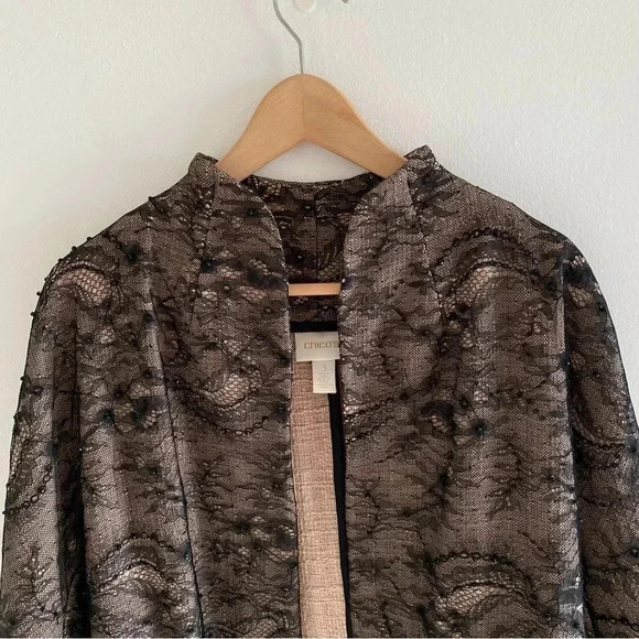 Chico's Lace-Embellished Jacket Sz 3 (16-18/XL) - Picture 3 of 13